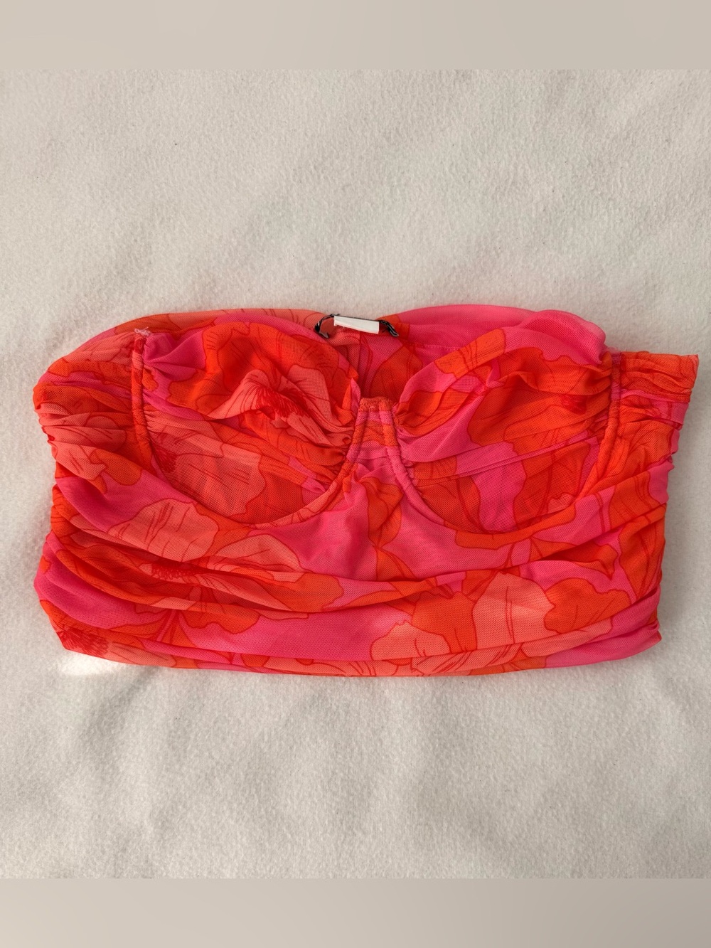 Zara Strapless Floral Bandeau Bustier - Hot Pink & Orange